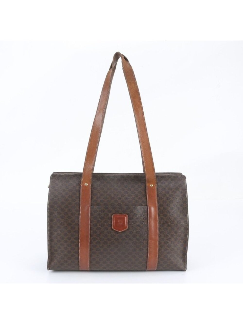 Celine Vintage Macadam Leather Tote Bag Shoulder